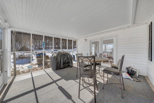 view of unfurnished sunroom