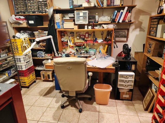 office area with light tile patterned floors