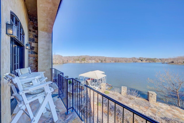 balcony with a water view