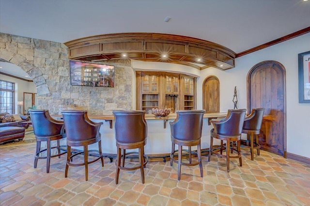 bar featuring ornamental molding