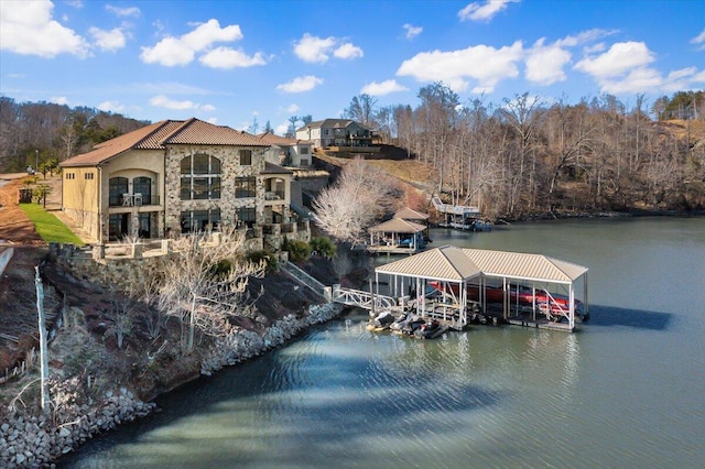 exterior space with a boat dock