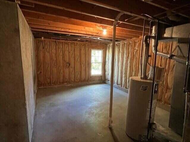 basement with water heater