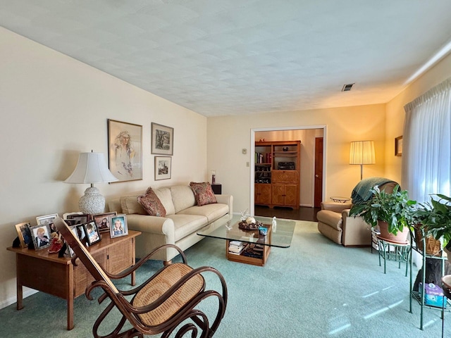 living room with carpet floors