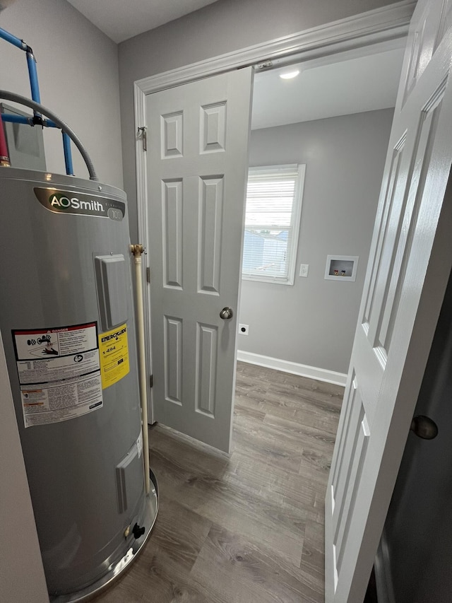 utility room with water heater