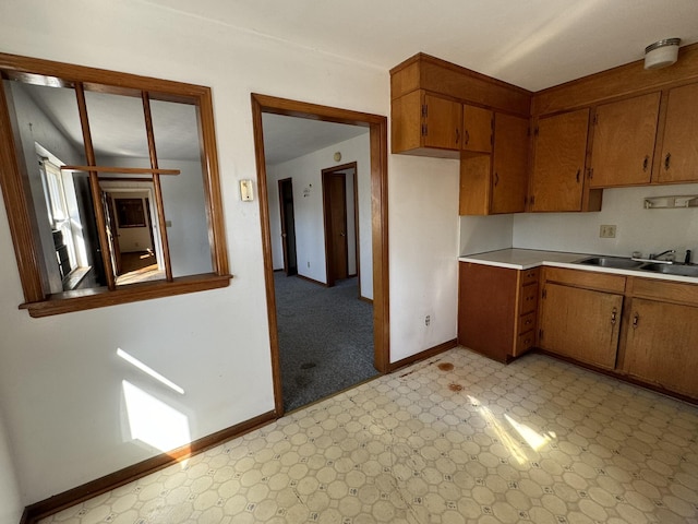 1075 Windstar Cir, Vinton, VA 24179 - kitchen featuring a sink, brown cabinets, baseboards, and light floors