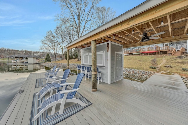 dock area with a water view