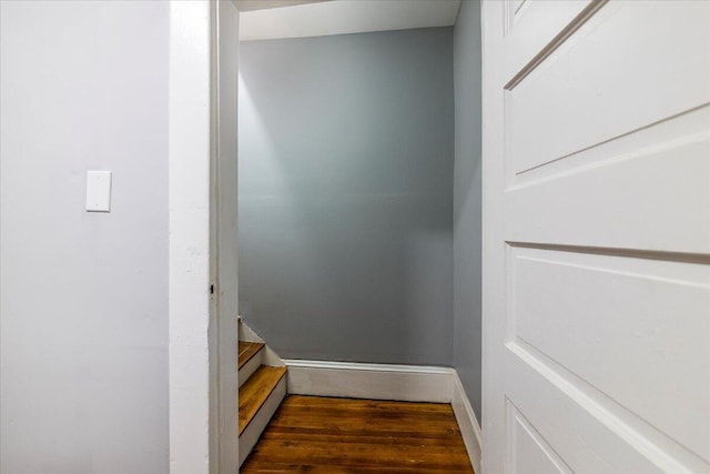 stairs with hardwood / wood-style floors