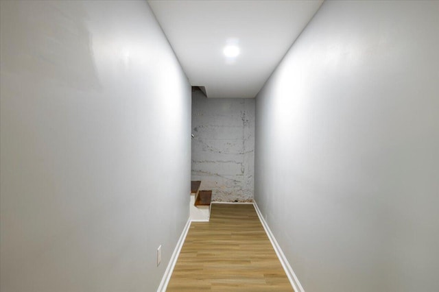 hallway featuring light wood-type flooring