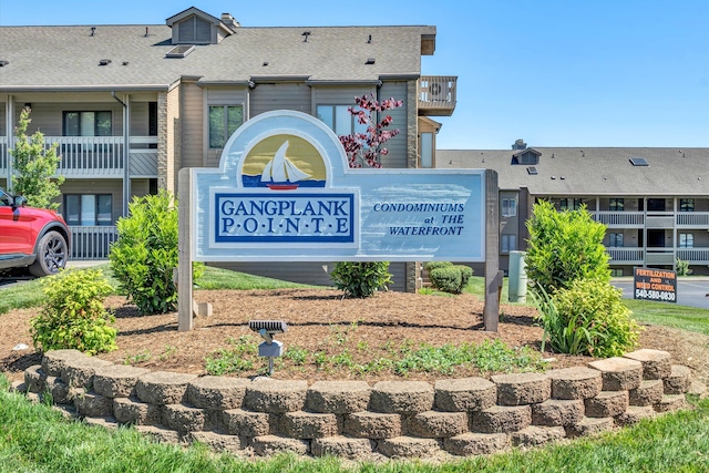 view of community sign