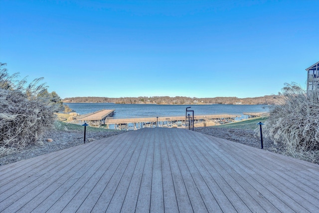 deck with a water view