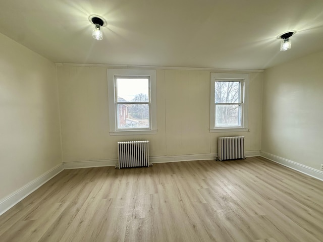 bonus room with wood finished floors, a wealth of natural light, and radiator