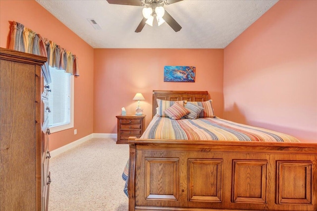 bedroom featuring carpet flooring and ceiling fan