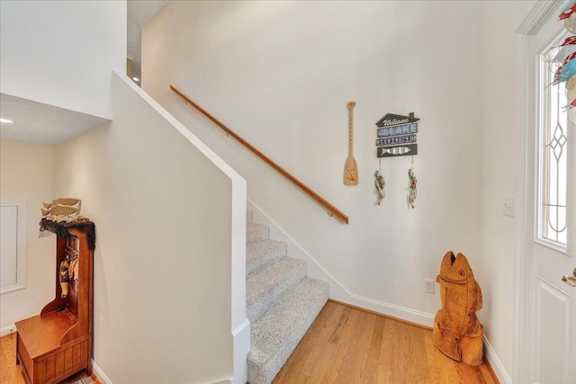 foyer with light wood-type flooring