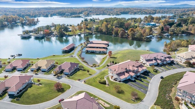 bird's eye view featuring a water view