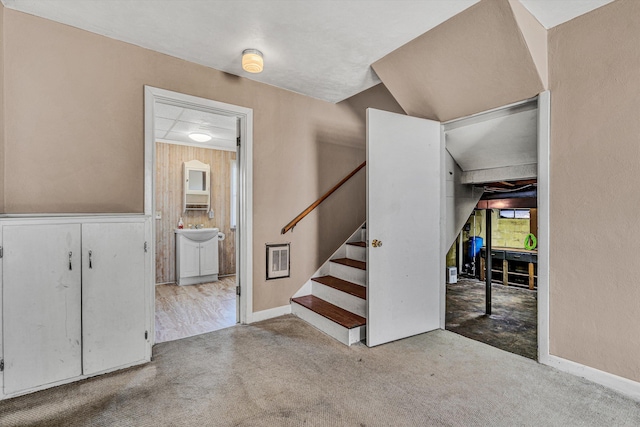 view of carpeted foyer