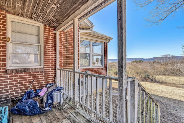 deck featuring a mountain view