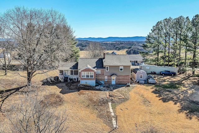 aerial view with a mountain view