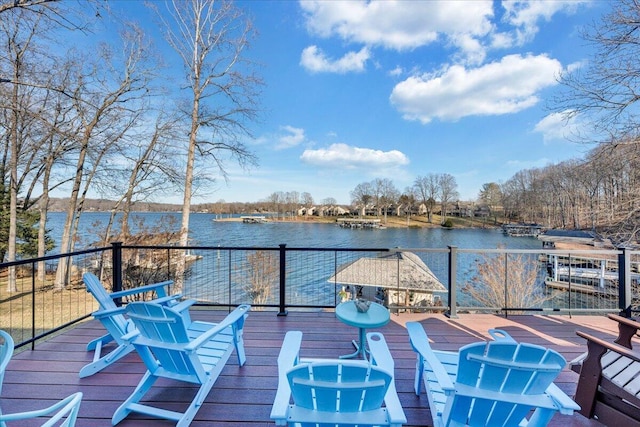 view of dock featuring a water view