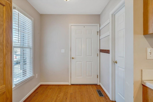 entrance foyer with a wealth of natural light and light wood-type flooring