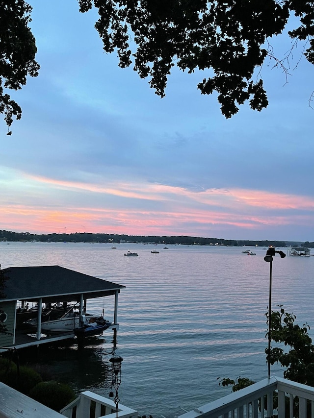 view of dock featuring a water view