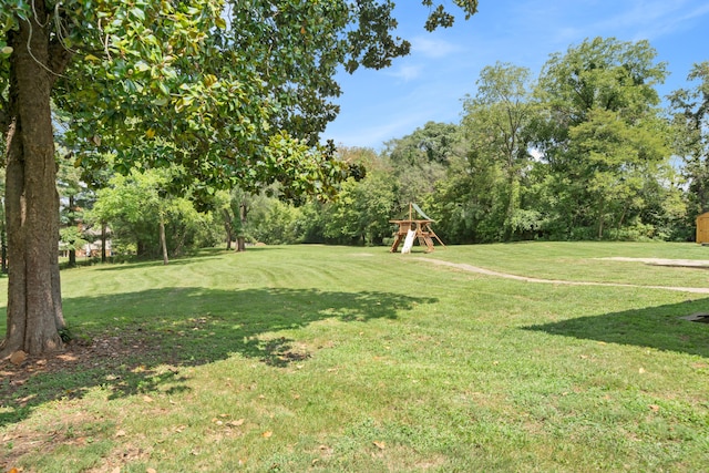 view of yard with a playground