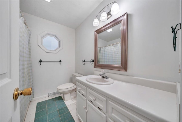 bathroom with tile patterned floors, toilet, and vanity