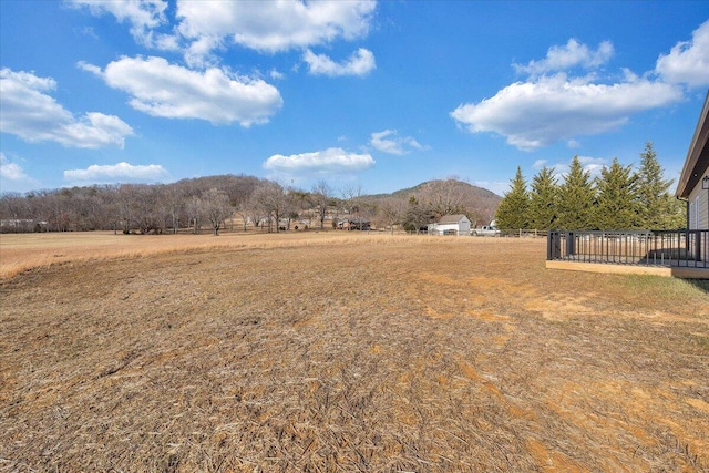 view of yard featuring a mountain view and a rural view