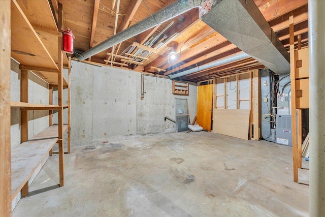 basement with heating unit