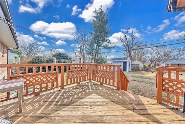 wooden terrace with a storage unit