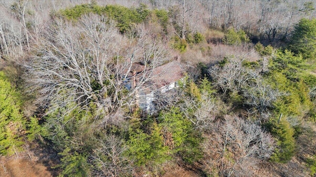 bird's eye view featuring a view of trees