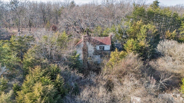 drone / aerial view with a forest view