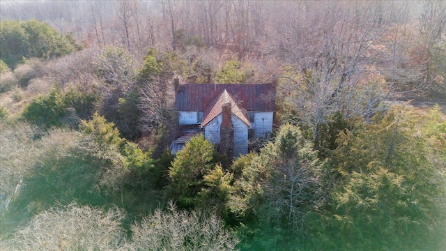 drone / aerial view with a forest view