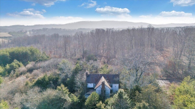 aerial view featuring a forest view