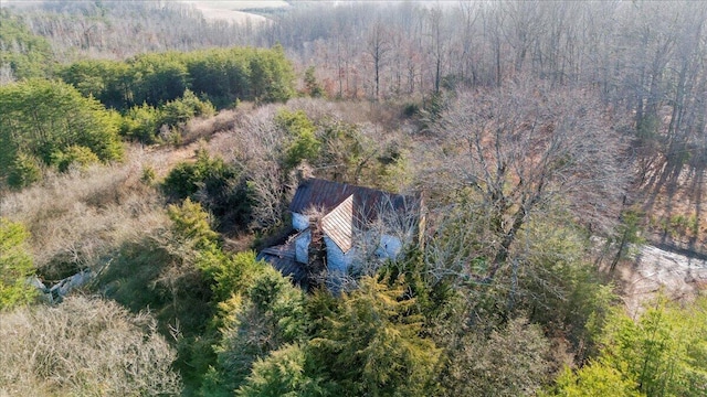 drone / aerial view with a forest view