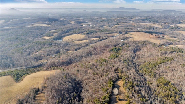 bird's eye view with a mountain view and a view of trees