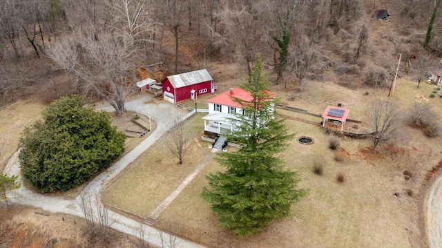 drone / aerial view with a rural view