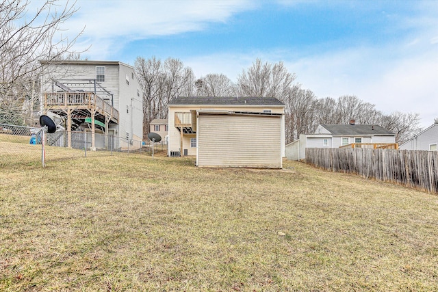 view of yard featuring a deck