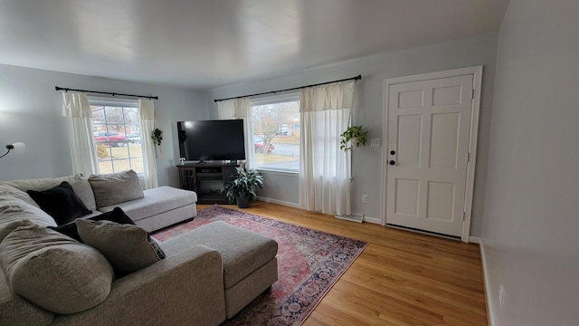 living room featuring light wood-type flooring