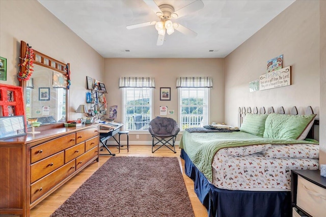 bedroom with light wood-type flooring