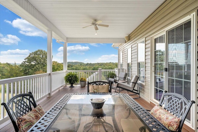 balcony with ceiling fan