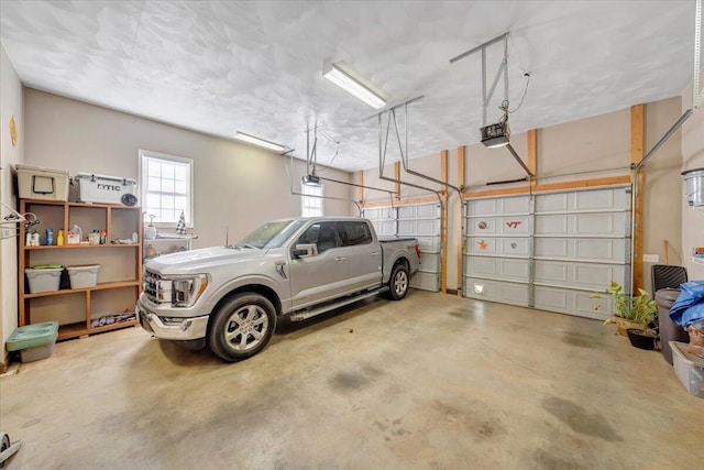 garage with a garage door opener