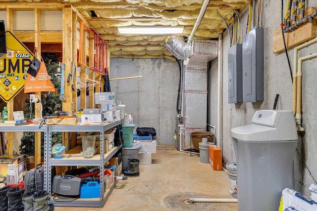 basement with electric panel