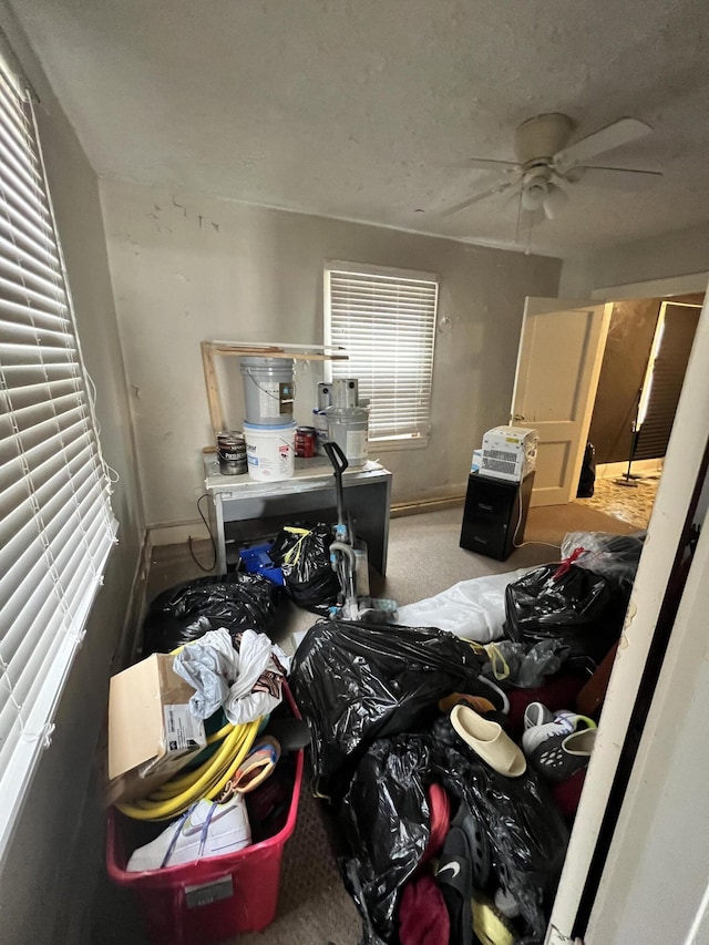 bedroom with carpet flooring and ceiling fan