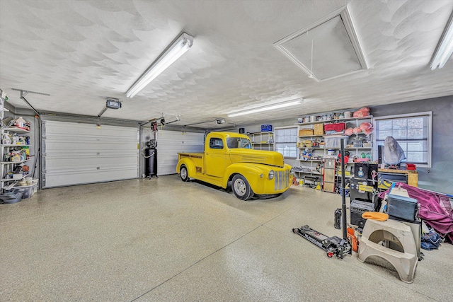 garage with a garage door opener