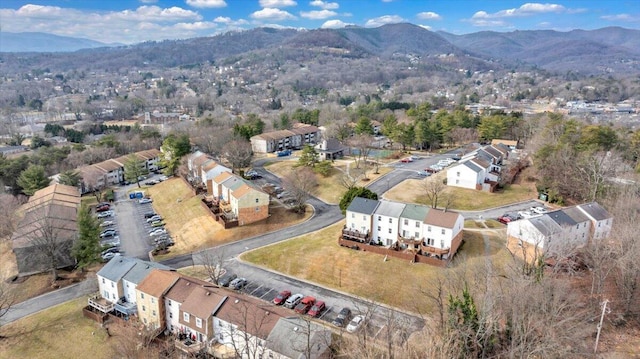 drone / aerial view with a mountain view