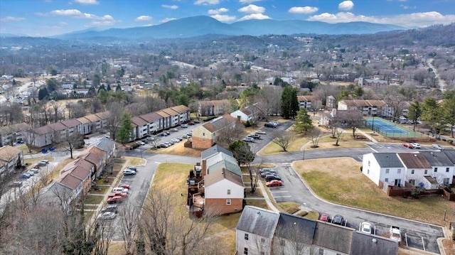 aerial view with a mountain view