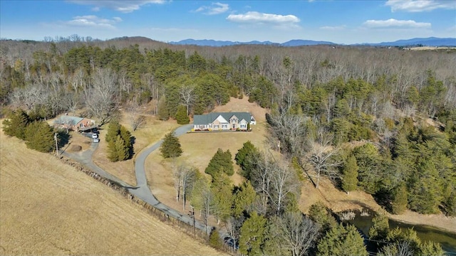 birds eye view of property featuring a mountain view