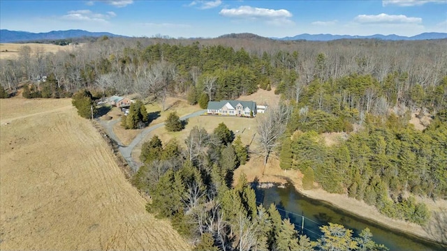 drone / aerial view with a mountain view