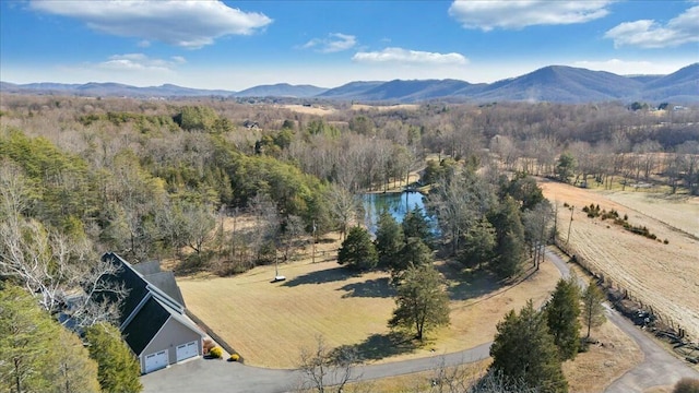 drone / aerial view with a mountain view