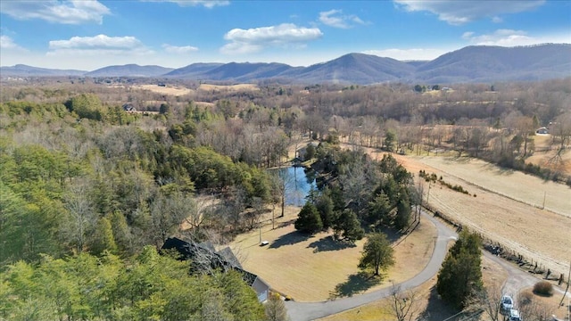 drone / aerial view with a mountain view